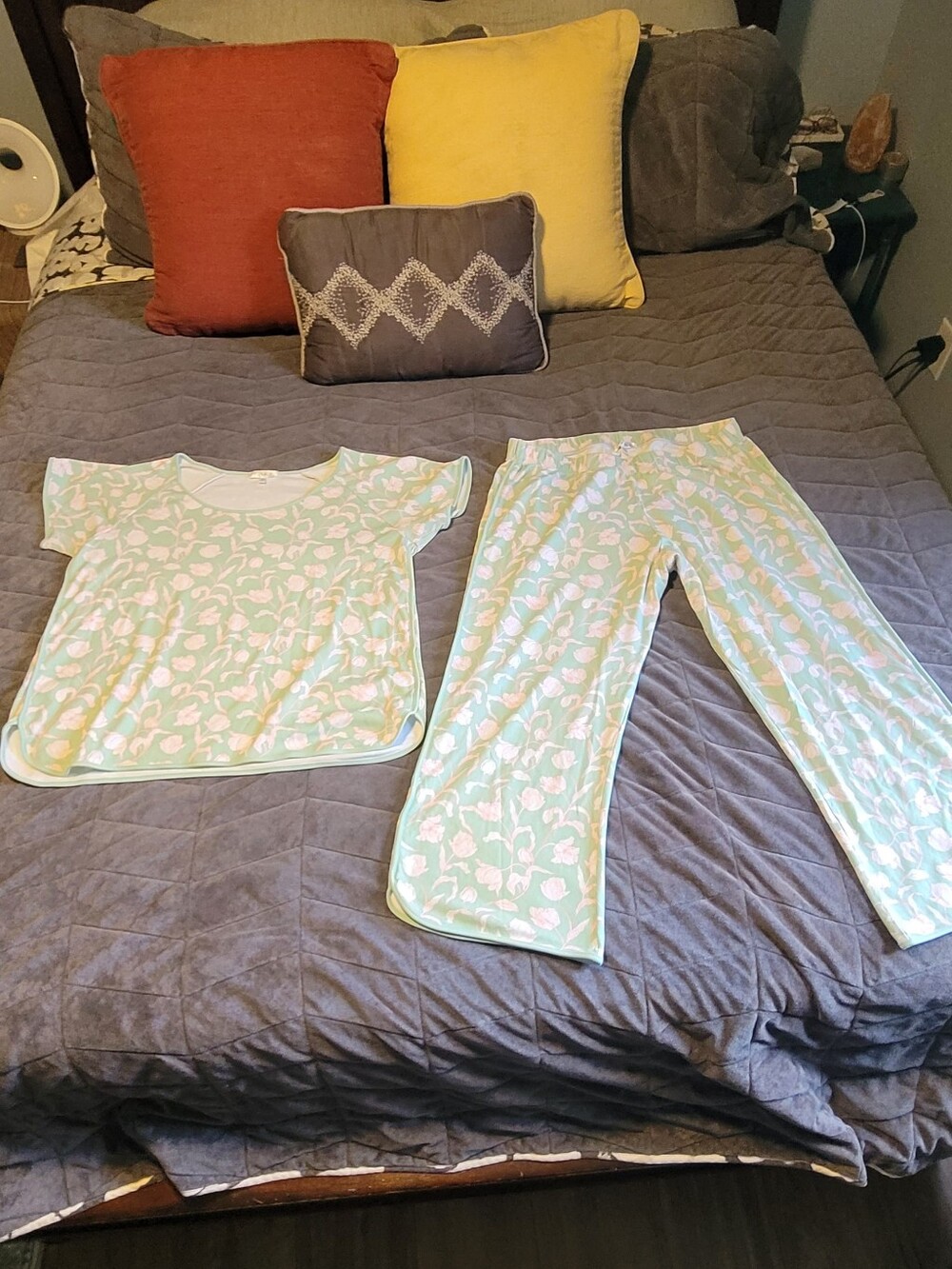 LAKE Mint Green Floral Short-Sleeve Pajama Set